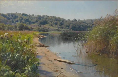 Peder Mork Monsted, Summer Reflections on a  Lake, Silkjeborg