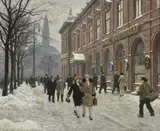 Paul Fischer, Wintry Street Scene in Copenhagen