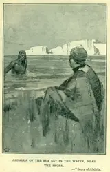 Sir Frank Brangwyn, Abdalla of the sea sat in the water, near the shore