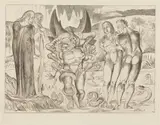 William Blake, The Circle of the Thieves; Agnolo Brunelleschi Attacked by a Six-Footed Serpent