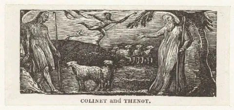 William Blake, Thenot remonstrates with Colinet, Lightfoot in Background
