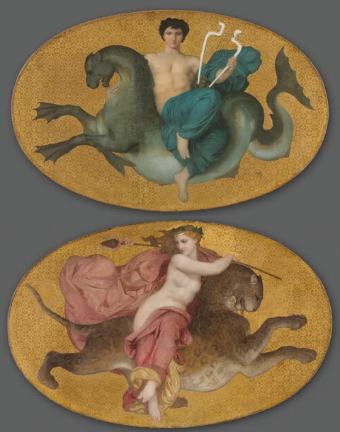 William-Adolphe Bouguereau, Arion on a Sea Horse and Bacchante on a Panther (pair)
