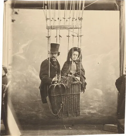 Nadar, Self-Portrait with Wife Ernestine in a Balloon Gondola