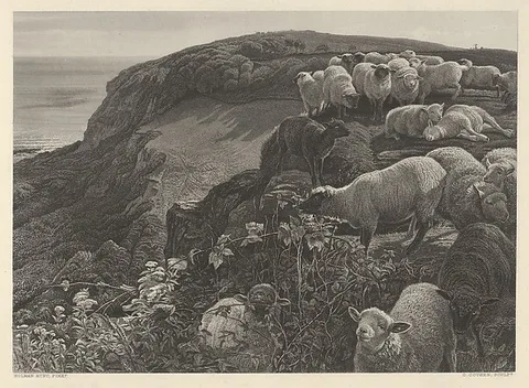 William Holman Hunt, On the Hill Side (Our English Coasts, 1852), from "The Art Journal"