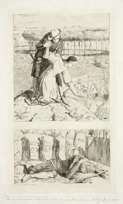 William Holman Hunt, My Beautiful Lady (top); Of My Lady in Death (bottom), frontispiece to The Germ, No. 1