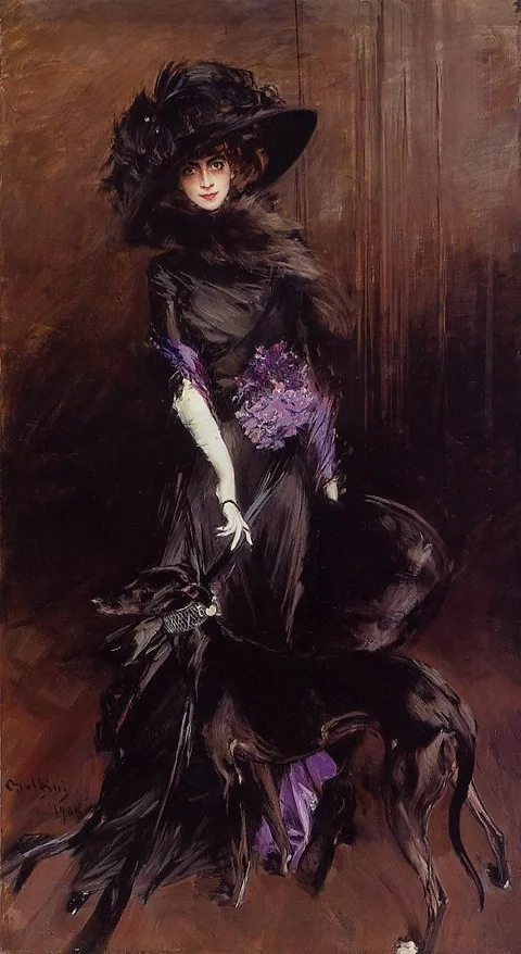 Giovanni Boldini, Luisa Casati (1881-1957) with a greyhound