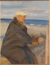 Anna Ancher, Michael Ancher Painting on the Shore