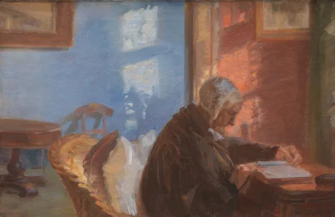 Anna Ancher, The Artist's Mother Ane Hedvig Brøndum in the Red Room
