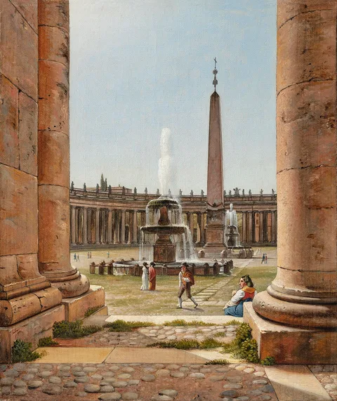 Christoffer Wilhelm Eckersberg, St. Peter's Square in Rome.