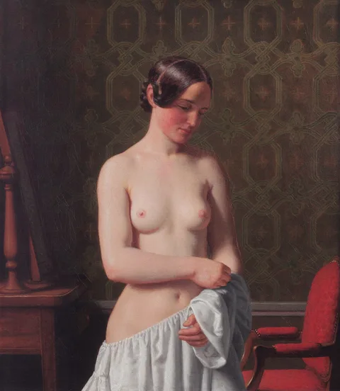 Christoffer Wilhelm Eckersberg, A young girl undressing.
