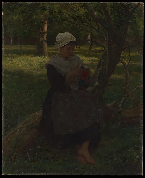 Jules Breton, A Peasant Girl Knitting