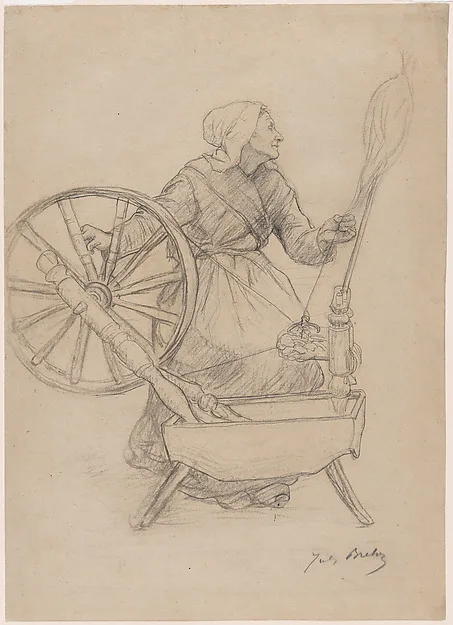 Jules Breton, Woman at the Spinning Wheel