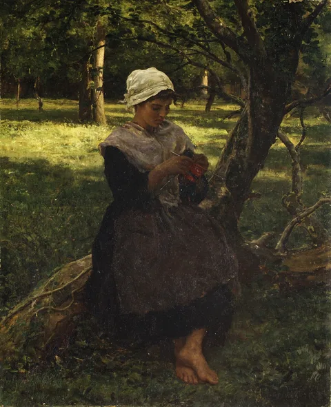 Jules Breton, A Peasant Girl Knitting
