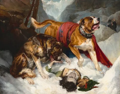 Edwin Landseer, Alpine Mastiffs Reanimating a Distressed Traveler