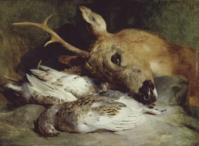 Edwin Landseer, Head of a Roebuck and Two Ptarmigan