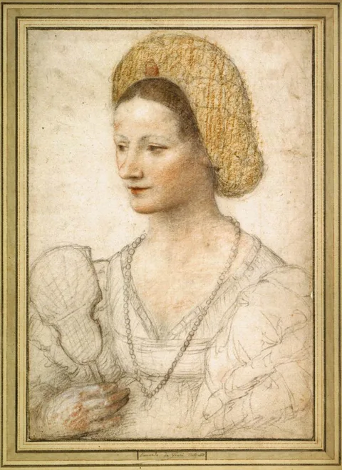 Bernardino Luini, Portrait of a Young Woman with a Fan