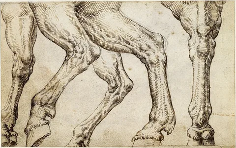 Maarten van Heemskerck, Horse legs from the equestrian statue of Marcus Aurelius (Roman Sketchbook)