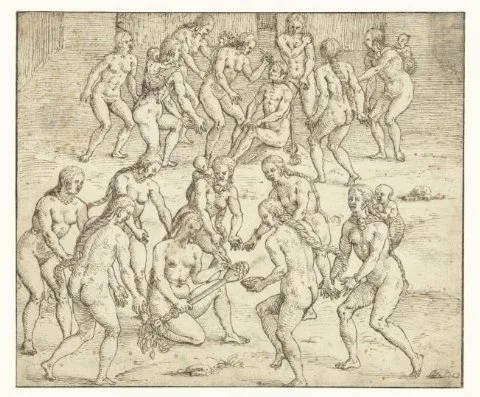 Theodor de Bry, Vrouw bereidt de doding van een gevangene voor