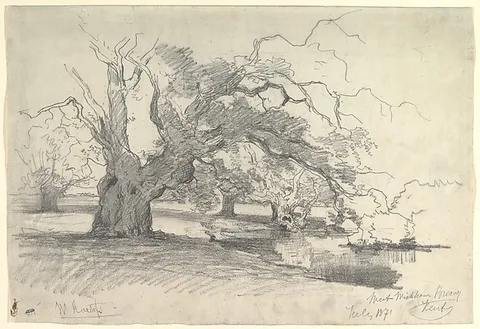 Willem Roelofs, Landscape with Trees near a Pond