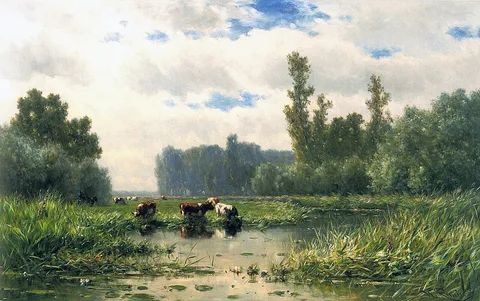 Willem Roelofs, Cows at the waterside