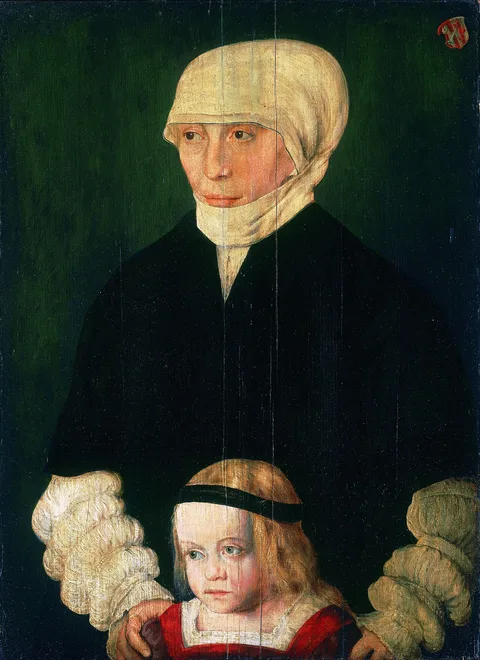 Barthel Beham, Portrait of Margaret Urmiller, née Schwab, and Her Daughter