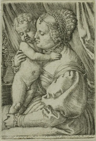 Barthel Beham, The Virgin with Child and Vase