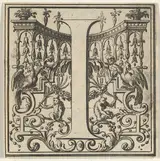 Bernard Picart, Roman Alphabet letter I with Louis XIV decoration