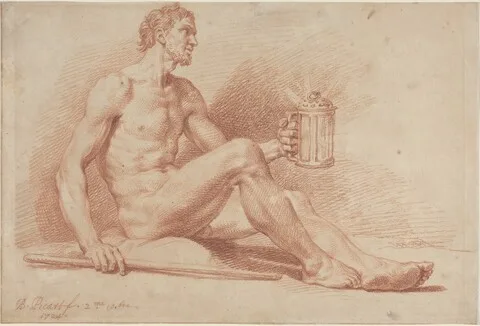 Bernard Picart, Male Nude with a Lamp (Diogenes)