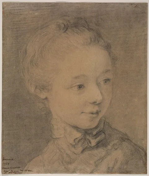 François-Hubert Drouais, Head of a Young Girl Turning toward the Right