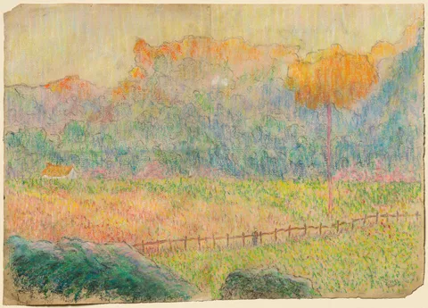 Émile Schuffenecker, Study for "Landscape with Figure and Houses"