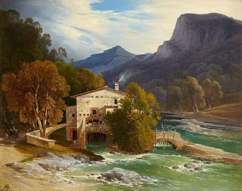 Wilhelm Schirmer, A Southern Valley with a Water Mill
