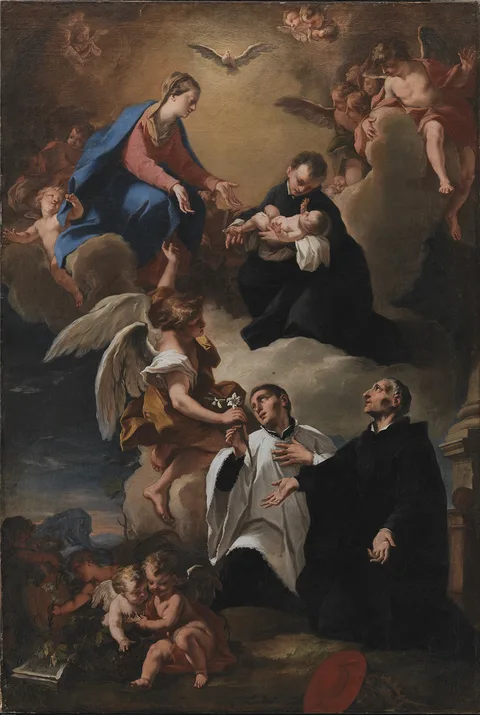 Antonio Balestra, The Holy Ghost, Angels and the Virgin with Saints Mark, Stanislau Kostka (Holding the Child), Aloysius Gonzaga and Francesco Borgia