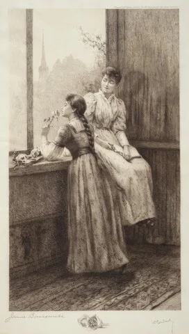 Jennie Brownscombe, Untitled (Two Girls at a Window)