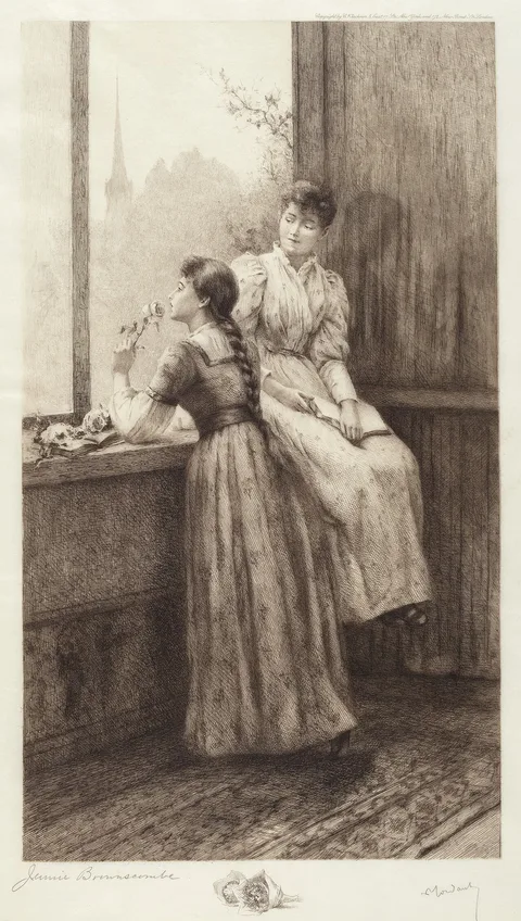 Jennie Brownscombe, Untitled (Two Girls at a Window)