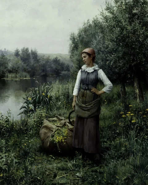 Daniel Ridgway Knight, Girl by a Stream, Flanders