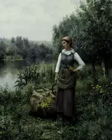 Daniel Ridgway Knight, Girl by a Stream, Flanders