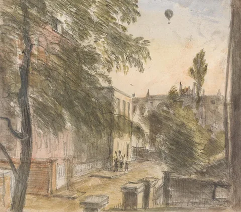 William Crotch, Balloon over Holland Street, Kensington, 22 July 1835, 7 p.m.