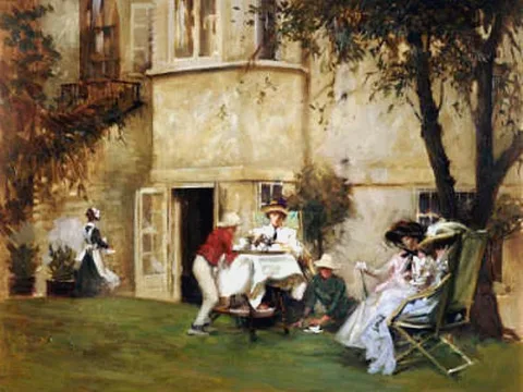 Albert Chevallier Tayler, Tea In The Garden