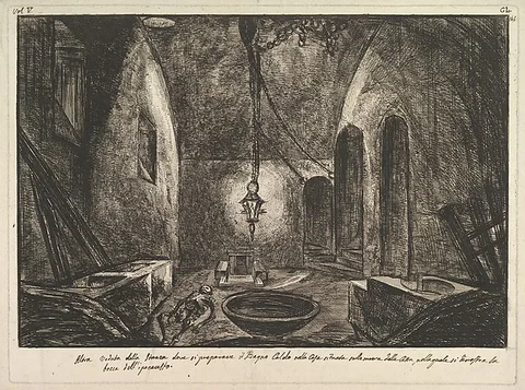 Francesco Piranesi, View of Pompeii (Altra veduta della Stanza dove si preparava il Bogno Caldo . . . )