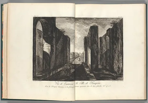 Francesco Piranesi, View of the interior of the city of Pompeii, from "Antiquités de Pompeïa, tome premier, Antiquités de la Grande Grèce..." (Antiquities of Pompeii, volume one, Antiquities of Great Greece...), volume 1, plate 6
