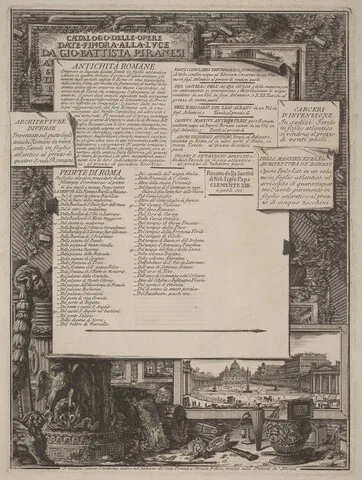 Francesco Piranesi, Catalogo delle Opere Date Finora Alla Lvce Da Gio Battista Piranesi