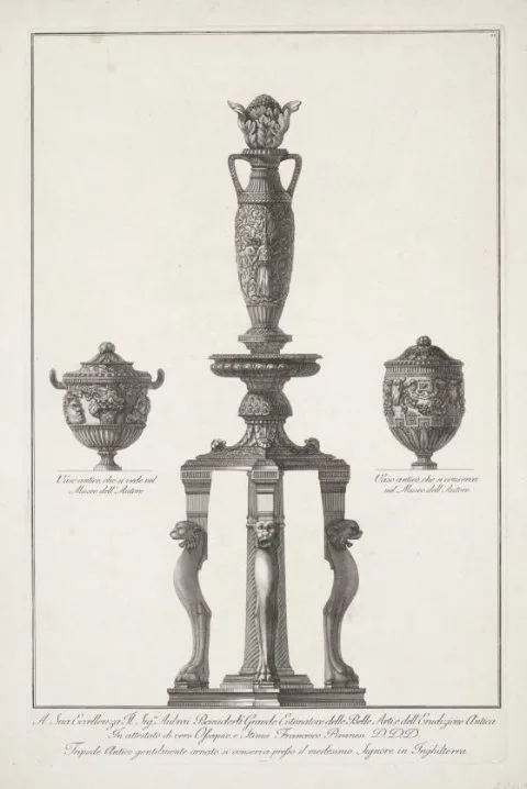 Francesco Piranesi, Vazen, kandelaars, grafstenen, sarcofagen, tripods, lampen en ornamenten ontworpen en gegraveerd door Giovanni Battista Piranesi