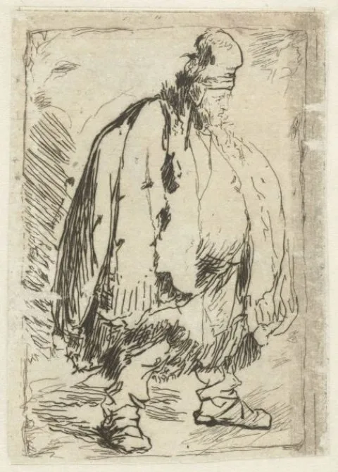 Léopold Flameng, A stout man in large cloak