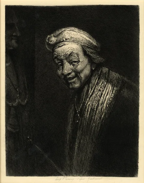 Léopold Flameng, The Laughing Rembrandt, after Rembrandt