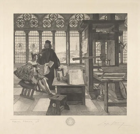 Léopold Flameng, Grolier with the Printer Aldus Manutius