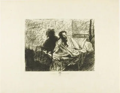 Léopold Flameng, Portrait of Charles Meryon Sitting Up in Bed