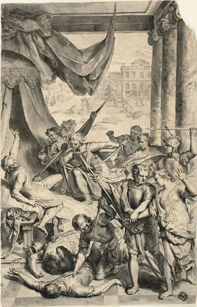 Gerard Hoet, Study for Simeon and Levi Slay the Sichemites, from Figures de la Bible