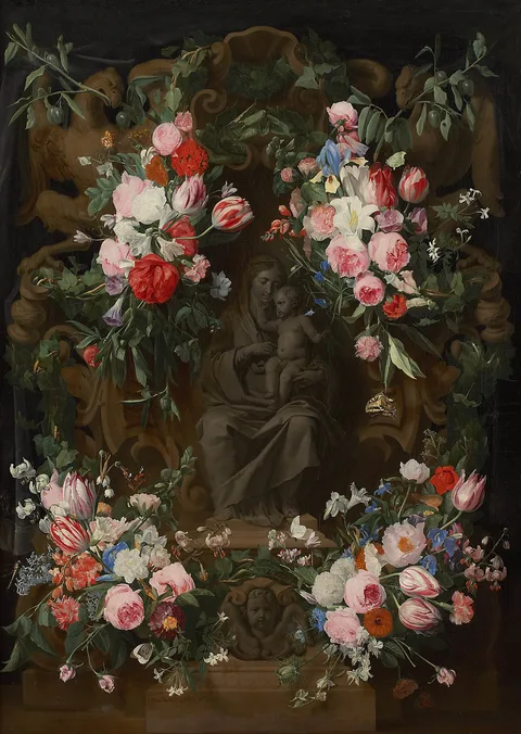 Jan Philip van Thielen, Seated Maria in a Flower Garland