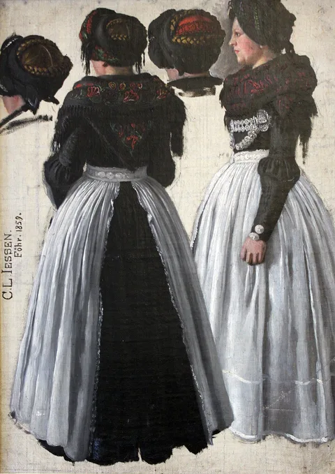 Carl Ludwig Jessen, Frisian woman in a twofold depiction (Föhr)