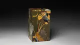 Shibata Zeshin, Stacked Food Box (Jūbako) with Taro Plants and Chrysanthemums